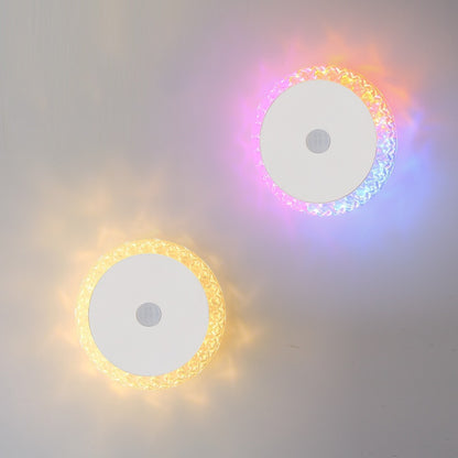 Smart Rechargeable Motion-sensor Wall Light Bedside Night Light in yellow and pink light options.
