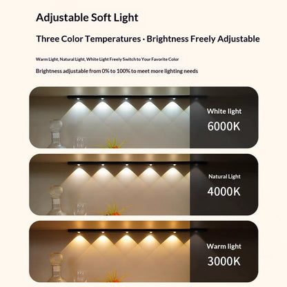 Smart LED Motion-sensor Light Strip For Cabinets showcasing adjustable soft light with three color temperatures.