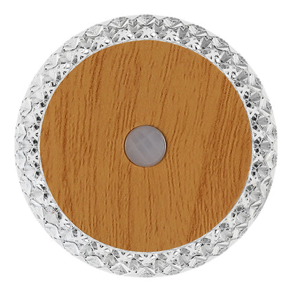 Smart Rechargeable Motion-sensor Wall Light Bedside Night Light with wooden design and silver accents.